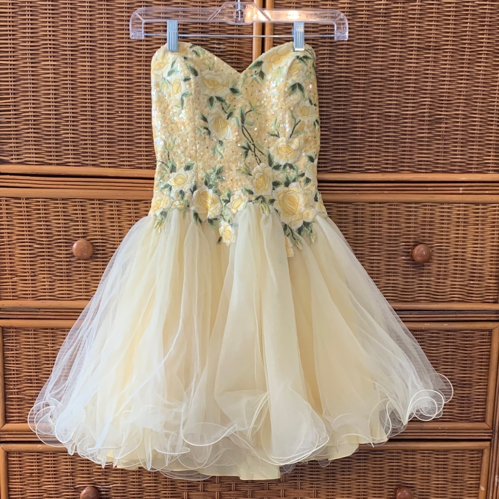 Sherri Hill Yellow Floral Kids Dress